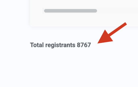 Webinar dashboard showing 8,767 total registrants.
